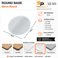 Round Bases – 45mm (×10) / 3mm Clear Acrylic