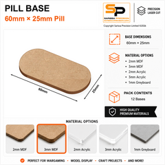 Pill & Bike Bases – 60×25mm (×12) / 3mm MDF