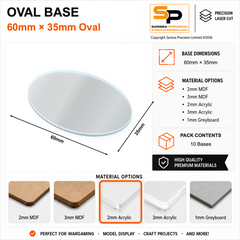 Oval Bases – 60×35mm (×10) / 2mm Clear Acrylic