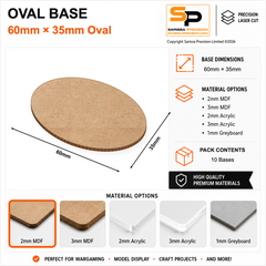 Oval Bases – 60×35mm (×10) / 2mm MDF