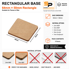 64×50mm Team Bases (FoW) – 3mm MDF