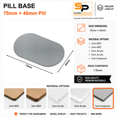Pill & Bike Bases – 75×40mm (×7) / 1mm Greyboard