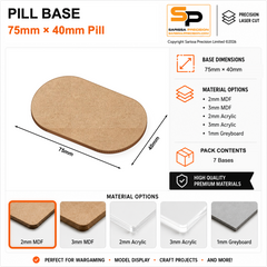 Pill & Bike Bases – 75×40mm (×7) / 2mm MDF