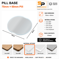 Pill & Bike Bases – 75×60mm (×5) / 2mm Clear Acrylic