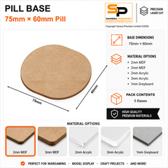 Pill & Bike Bases – 75×60mm (×5) / 2mm MDF