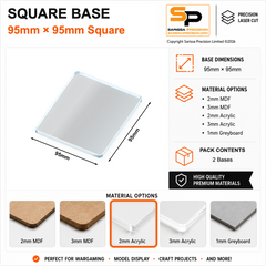 Square Bases – 95×95mm (×2) / 2mm Clear Acrylic / Rounded Corners