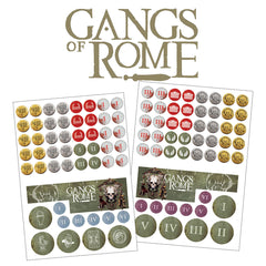The Gangs Of Rome doubles-sided sheet of tokens, objectives and ruler