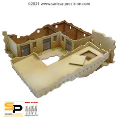 Middle Eastern L-shaped Building with wall