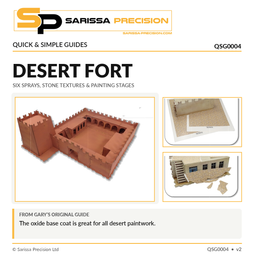 Desert Fort guide showing original red oxide, printed decal paper and applied stone textures