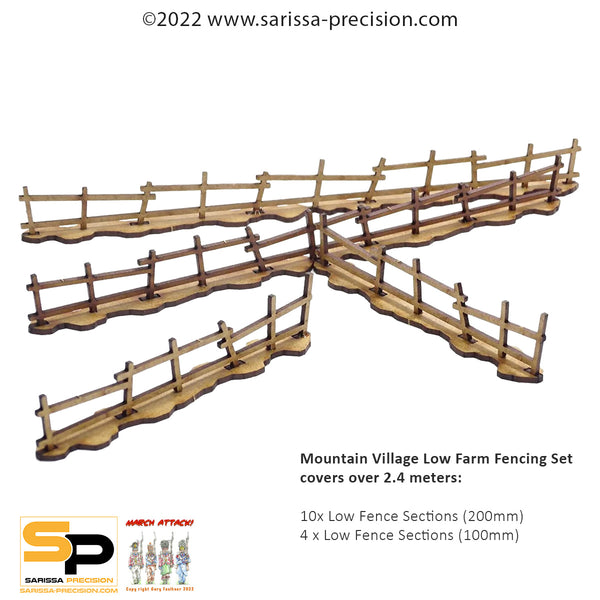 Mountain Village Low Farm Fence Set (28mm) – Sarissa Precision Limited