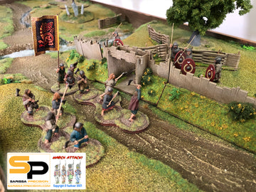 Soldiers defend the earth embankment