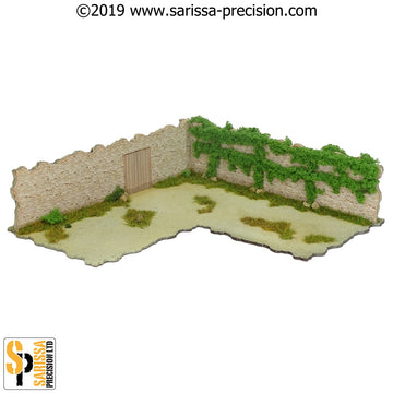 Mediterranean Village Corner Wall With Door 20x20 (28mm)