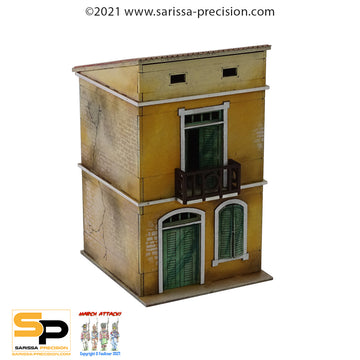 Mediterranean Small House - 2 Floors with Balcony and Sloped Roof
