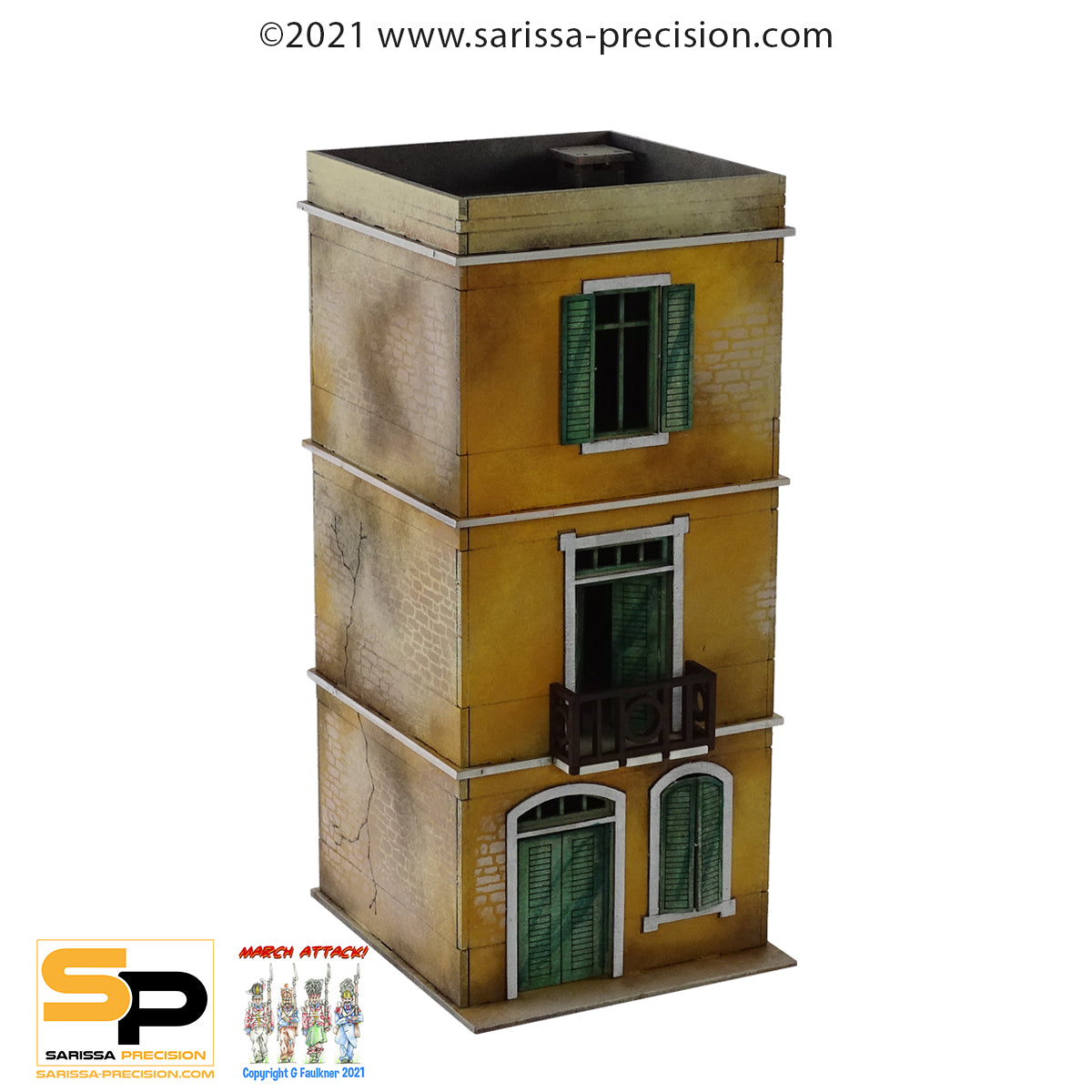 Mediterranean Small House - 3 Floors with Balcony and Flat Roof