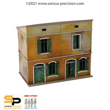 Mediterranean Semi House - 2 Floors with Sloped Roof