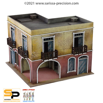 Mediterranean Corner Tavern - 2 Floors with Balcony and Flat Roof