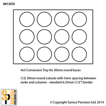 4 x 3 Conversion Tray for 30mm Round Bases