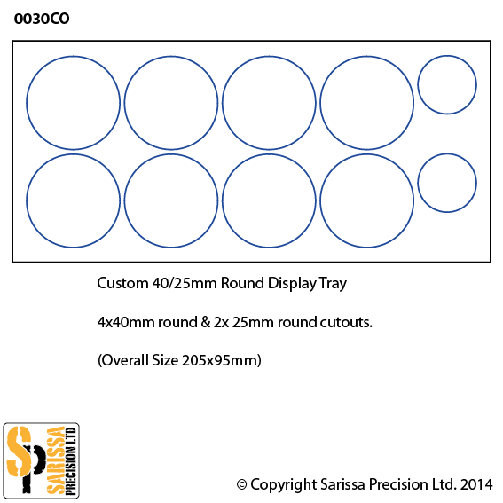 Custom Tray 5x2 40 & 25mm round mixed