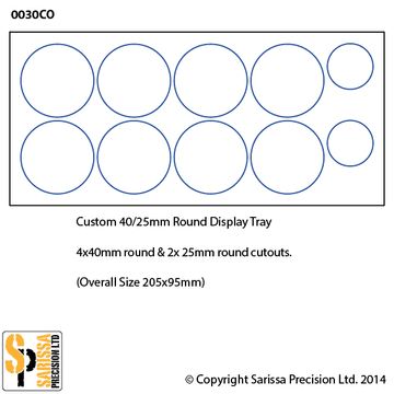 Custom Tray 5x2 40 & 25mm round mixed