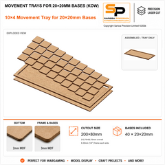Movement Trays for 20×20mm Bases (KoW) – Horde – 10×4 (200×80mm) / 3mm MDF