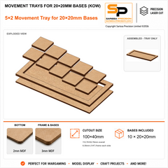 Movement Trays for 20×20mm Bases (KoW) – Troop – 5×2 (100×40mm) / 3mm MDF