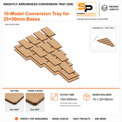 Knightly 10 Arrowhead Conversion Tray for 25×50mm Bases (GW) – 3mm MDF
