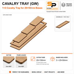 25×50mm Cavalry Tray (GW) – 1×3 – 3 bases / 3mm MDF