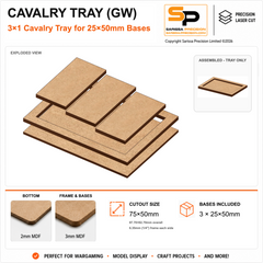 25×50mm Cavalry Tray (GW) – 3×1 – 3 bases / 3mm MDF