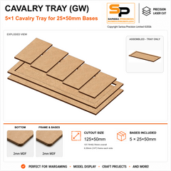 25×50mm Cavalry Tray (GW) – 5×1 – 5 bases / 2mm MDF