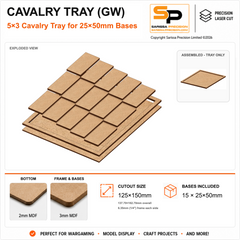 25×50mm Cavalry Tray (GW) – 5×3 – 15 bases / 3mm MDF