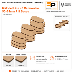 6 Model Line Interlocking Cavalry Tray (SAG) – 2mm MDF / 2mm MDF Top & Bases