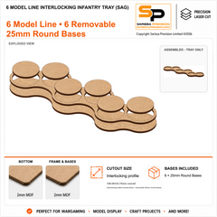 6 Model Line Interlocking Infantry Tray (SAG) – 2mm MDF / 2mm MDF Top & Bases