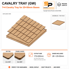 25×50mm Cavalry Tray (GW) – 7×4 – 28 bases / 3mm MDF