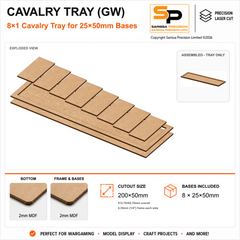 25×50mm Cavalry Tray (GW) – 8×1 – 8 bases / 2mm MDF