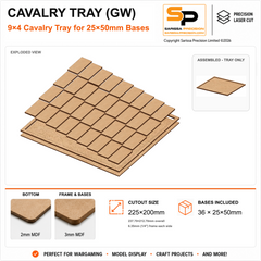 25×50mm Cavalry Tray (GW) – 9×4 – 36 bases / 3mm MDF