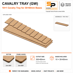 30×60mm Cavalry Tray (GW) – 10×1 – 10 bases / 3mm MDF