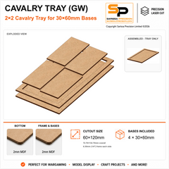 30×60mm Cavalry Tray (GW) – 2×2 – 4 bases / 2mm MDF