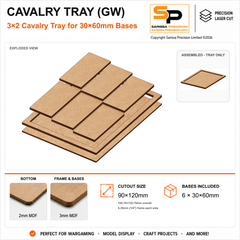 30×60mm Cavalry Tray (GW) – 3×2 – 6 bases / 3mm MDF