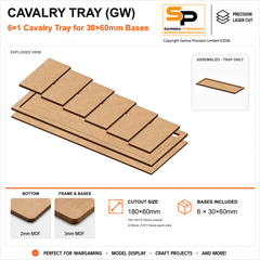 30×60mm Cavalry Tray (GW) – 6×1 – 6 bases / 3mm MDF