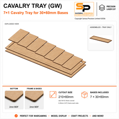 30×60mm Cavalry Tray (GW) – 7×1 – 7 bases / 2mm MDF