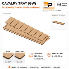 30×60mm Cavalry Tray (GW) – 8×1 – 8 bases / 2mm MDF
