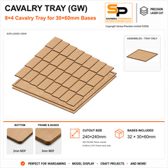 30×60mm Cavalry Tray (GW) – 8×4 – 32 bases / 3mm MDF