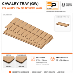 30×60mm Cavalry Tray (GW) – 9×2 – 18 bases / 2mm MDF