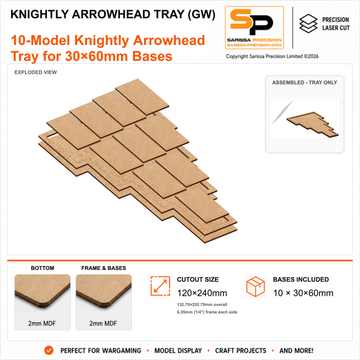Knightly 10 Arrowhead Tray for 30×60mm Bases (GW) – 2mm MDF