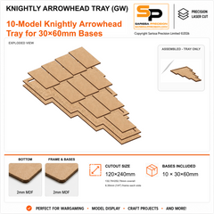 Knightly 10 Arrowhead Tray for 30×60mm Bases (GW) – 2mm MDF