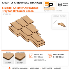 Knightly 6 Arrowhead Tray for 30×60mm Bases (GW) – 3mm MDF