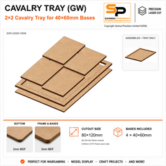 40×60mm Cavalry Tray (GW) – 2×2 – 4 bases / 3mm MDF