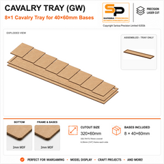40×60mm Cavalry Tray (GW) – 8×1 – 8 bases / 2mm MDF