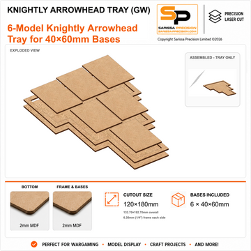 Knightly 6 Arrowhead Tray for 40×60mm Bases (GW) – 2mm MDF