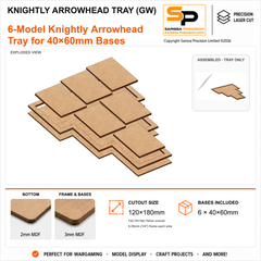 Knightly 6 Arrowhead Tray for 40×60mm Bases (GW) – 3mm MDF